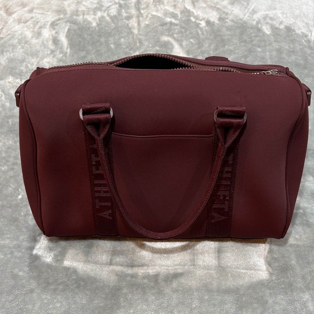 Athleta Maroon Neoprene Duffel with Logo Handles